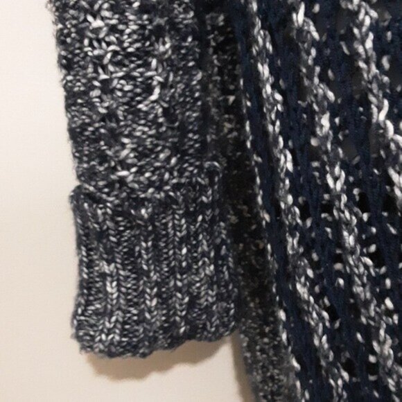 Chico's Textured Tina Cardigan Sweater women 1 Snap Front Chains Blue boho comfy - Picture 6 of 11